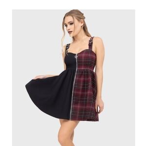 Killstar Red Plaid and Black Mini Dress